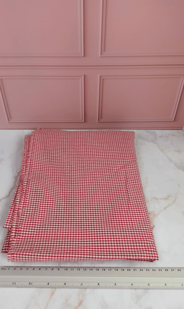 Tissu coton vichy rouge/blanc