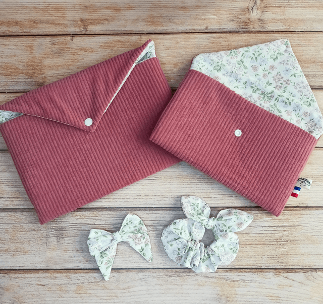 Pochette à livre de poche velours vieux rose