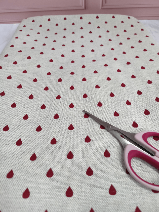 Tissu coton épais beige/goutte rouge