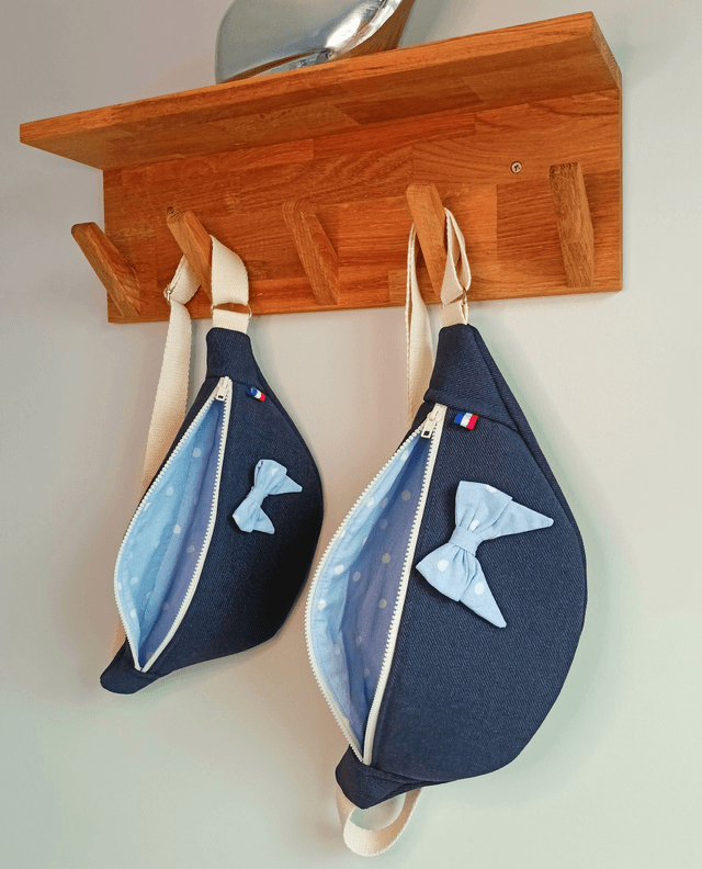 Banane Adulte Denim bleu avec nœud amovible