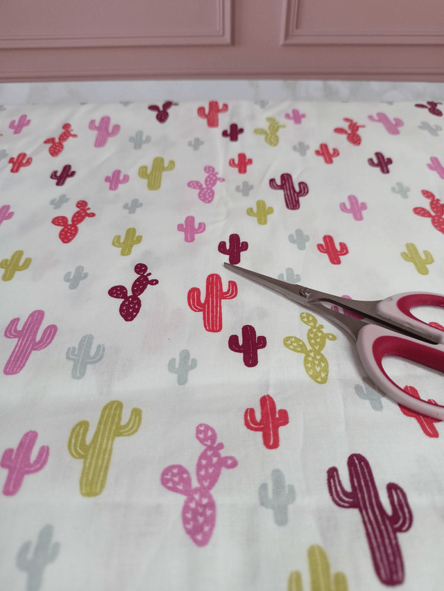 Tissu coton blanc cactus 