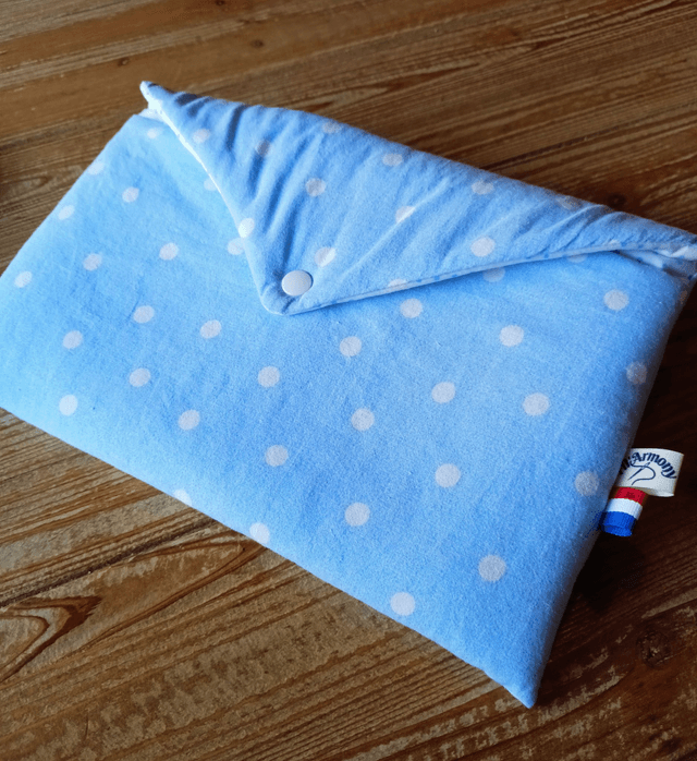 Pochette à livres brochés bleue à pois