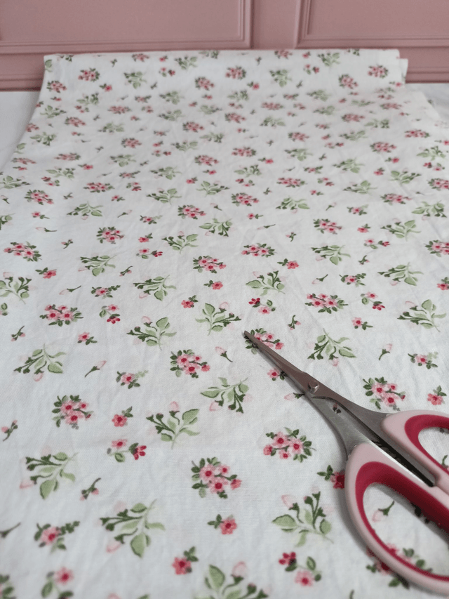 Tissu coton fleurs rose/vert