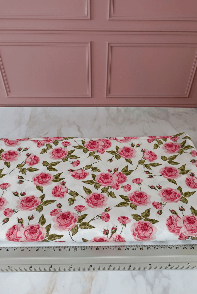Tissu coton rose/vert