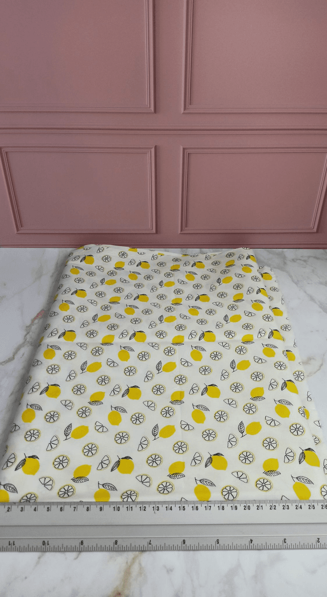 Tissu blanc/citron jaune